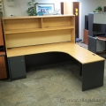 Artopex Maple and Grey Single Ped L Suite Desk with Overhead